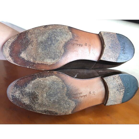 SALVATORE FERRAGAMO ENZO BROWN SUEDE OXFORDS SIZE 9.5 - Picture 7 of 9